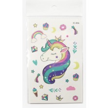 Çok Renkli  Sevimli Unicorn Temalı Kız Çocuk Dövme