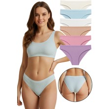 Sensu Kadın 6'lı Modal Fitilli Slip Külot Karışık