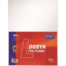 Kraf L Poşet Dosya, 100'LÜ Paket, A4 Boyut, Şeffaf