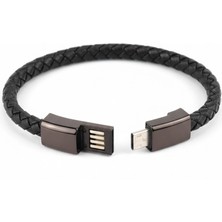 Zilvana Siyah Bileklik Şarj Kablosu 22,5 cm 60W Type C