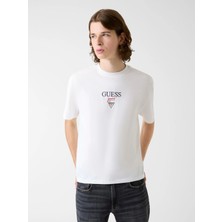 Guess Gj Kısa Kollu Büyük Beden Baker Logolu Erkek Beyaz T-Shirt M6RI45K8HM0-G046