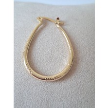 Loren Design Lorendesıgn Xuping Gold Renk Özel Doku Işlemeli Damla Halka Küpe