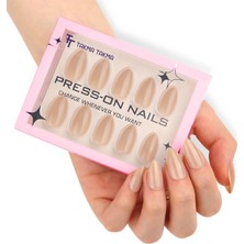 Takma Takma MKBD1736  Kısa Badem Standart Beden 30'lu Tekrar Kullanılabilir Protez Takma Tırnak