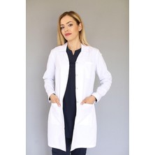 Almesta Ceket Yaka Yırtmaçlı Uzun Kol Doktor Öğretmen Beyaz Önlük - Lab Coat