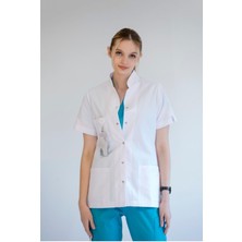 Almesta Hakim Yaka Kısa Kol Doktor Öğretmen Fit Önlük - Lab Coat