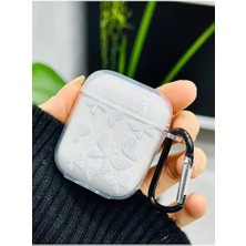 Storemax 1. Nesil ve 2. Nesil ile Uyumlu Kelebek Tasarımlı Simli Kalın Şeffaf Silikon Kılıf - Beyaz