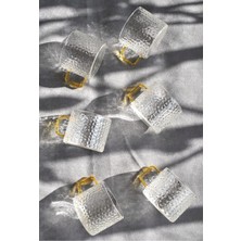 Qualitev 6'lı Desenli Cam Mini Kupa Kulplu Çay Bardağı Kahve Bardak 150 ml