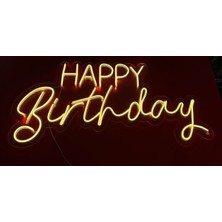 Happy Birthday Neon LED Işık Duvar Süsü Doğum Günü Parti Süsü Organizasyon - Gün Işığı 70X40