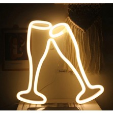 Kadeh Duvar Süsü Neon Tabela Gece Lambası Bar Dükkan Aksesuarları