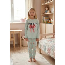 Vitmo Kız Çocuk Uzun Kollu %100 Pamuk Pijama Takımı Pretty Bow