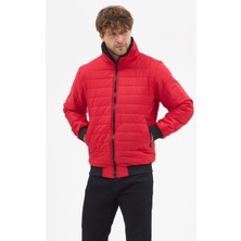 Polo State Erkek Polar Yaka Kapitone Astarlı Ceket Mont Kırmızı