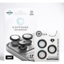 Grafent Safir iPhone 17 Pro / 17 Pro Max Mavi Lens Koruyucu – Çizilme Direnci, Tam Kamera Kaplama