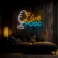 Live Musıc Yazılı ve Şekilli Neon Tabela
