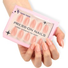 Takma Takma MKBD1739 Kısa Badem 30'lu Standart Beden Tekrar Kullanılabilir Protez Takma Tırnak