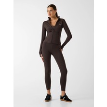 Guess Margot Uzun Kollu Fermuarlı Aktif Kadın Kahverengi Ceket V6RP15KD952-A10K