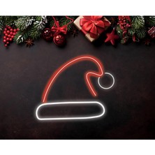 Neon LED Tabela Yılbaşı Noel Şapka Modeli Duvar Dekorasyon