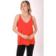 Ysatis V Yaka Kolsuz Minimalist Şifon Bluz - Günlük & Şık