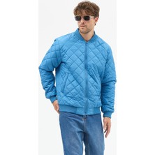 Polo State Erkek Kapitone Slim Fit Baklava Desenli Mont Ceket Mavi