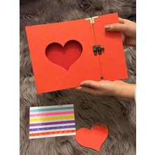 MYK Hediye ve Sanat Atölyesi Kalpli Kapaklı Fotoğraf Albümü  Metal Kilitli, Scrapbook Uyumlu (26×18 Cm)