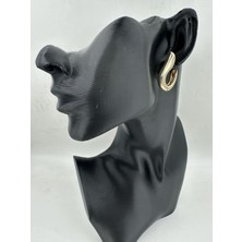 Stainless Steel Gold Renk Bombeli Damla Küpe