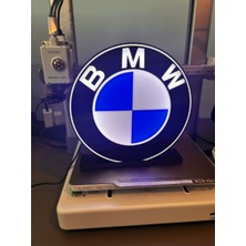 Bmw Logo Lightbox LED Lamba 20 cm Çap x 3 cm Adaptor Stand Dahil 3D Baskı Pla Plastik