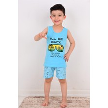 Vitmo Erkek Çocuk Şort Pijama Takımı Will Be Back Mavi