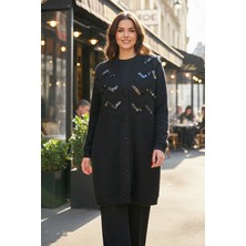 Lale Butik Pul Detay Angora Hırka 19449 Siyah