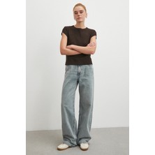 Never More Yüksek Bel Relaxed Fit Jean Mavi