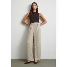 Never More Beli Lastikli Dökümlü Geniş Paça Pantolon Taş