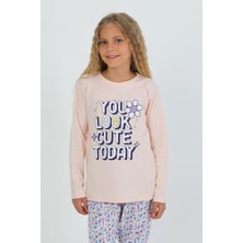 Vitmo Kız Çocuk Uzun Kollu %100 Pamuk Pijama Takımı Look Cute