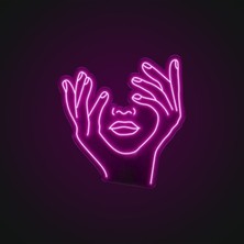 Neon LED Yüzünü Kapatan Kadın Dekoratif Duvar Aydınlatması Anahtar ile Açma Kapama Özellikli