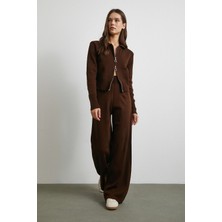 Never More Çift Fermuarlı Hırka Takım Kahve