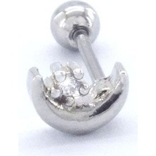 Ferizz 316L Çelik Zirkon Taşlı Ay Yıldız Şekilli Piercing PRC-179