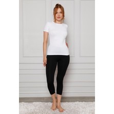 Moda Çizgi Penye Likralı Diz Altı Tayt 5875P