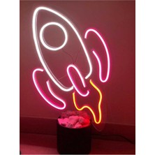 Neon LED Işık Gece Lambası Roket