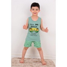 Vitmo Erkek Çocuk Şort Pijama Takımı Will Be Back Yeşil