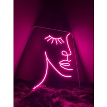 Neon LED Tabela Kadın Silüeti Modeli Duvar Dekorasyon