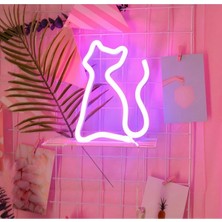 Kedi Gece Lambası Neon Tabela Duvar Süsü