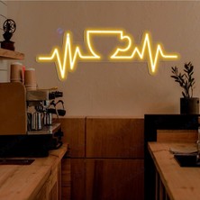 Kahve Fincanı Kalp Ritmi Neon LED