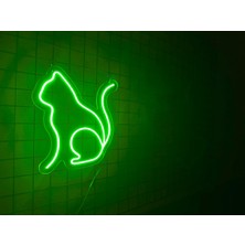Neon LED Tabela Kedi Modeli Duvar Dekorasyonu