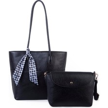  Nas Bag Kadın  Büyük Boy Ikili  Omuz Çanta Seti Siyah Victoria