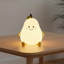 Akıllı Durak 5 Farklı Renk Modlu Armut Figürlü Pofuduk LED Gece Lambası–yumuşak Dokulu Çocuk Odası ve Dekoratif Şarjlı Ortam Işığı