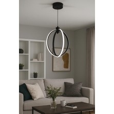 Avizem Ledli Avize Küre Yuvarlak Büyük Siyah