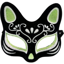 Ett Siyah Süet Kaplama Gümüş Yeşil Simli Kedi Maskesi Dinç Store - 004982