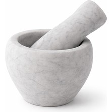 PudraLuna Doğal Mermer Havan, Beyaz Renkli Mermer Oyma Havan, Sarımsak, Baharat Döveceği