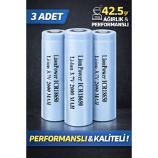 3'lü ICR18650 2000 Mah 42.5gr Şarjlı Pil