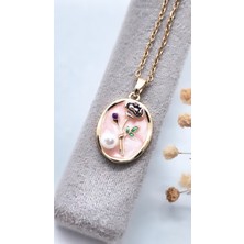 Serenity Renkli Mineli Incili Sanat Çelik KOLYE02