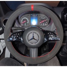 Hasbay Dikişli Direksiyon Kılıfı Nubuk Deri Kırmızı Yüzük Kırmızı Dikişli Mercedes Sprinter Vito Yeniler