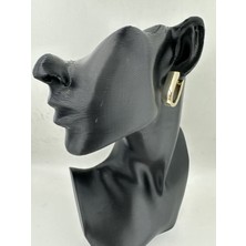 Stainless Steel Gold Renk Oval Kesim Halka Küpe