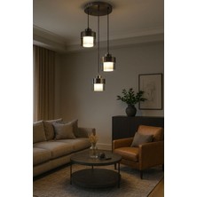 Avizem Camlı Avize Çift Cam 3 Lu Inox